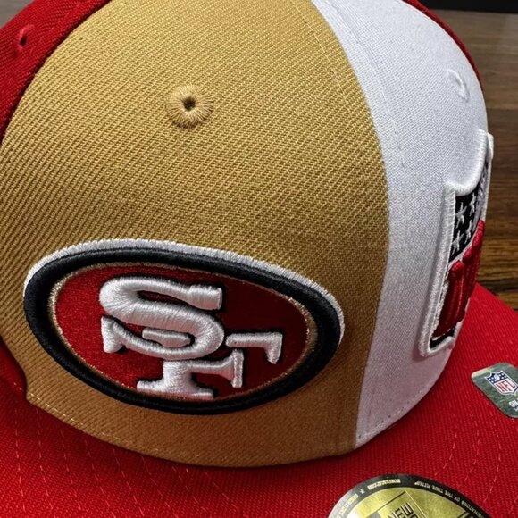 New Era San Francisco 49ers NFL Saloon 90’s Logo Tan 59Fifty Fitted Hat Sz 7 7/8 - Picture 2 of 5
